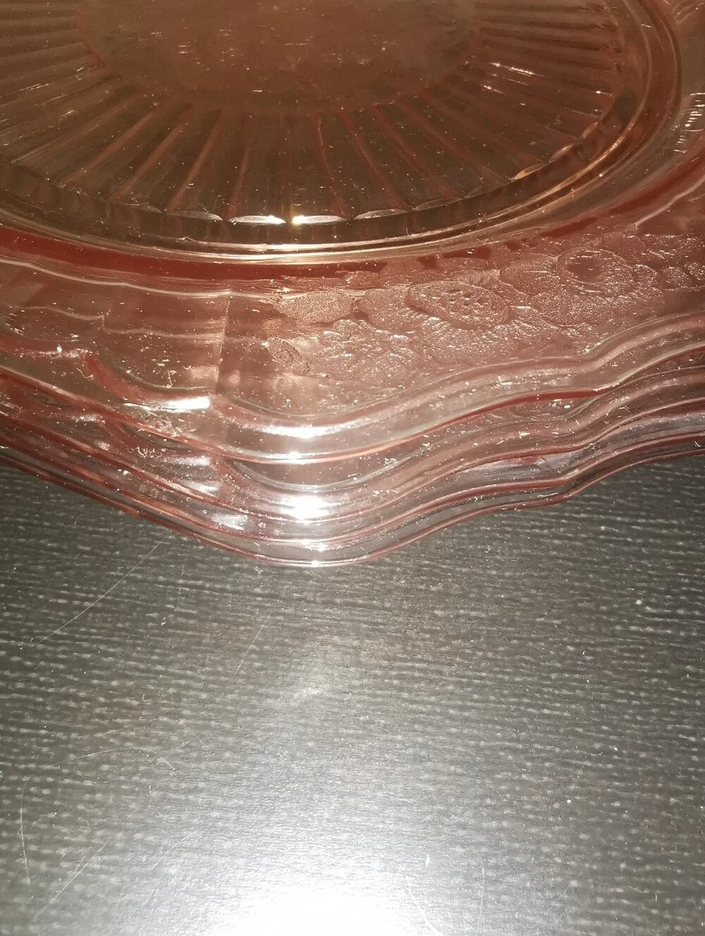 Set of 4 Anchor Hocking Vintage Mayfair Open Rose Pink Dinner Plates Approx 9.5